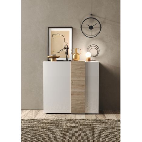 Madia Soggiorno 2 ante L 121x113 Bianco Lucido / Rovere Cadiz - Venus (1/5)