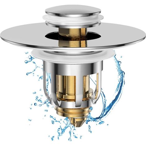 Sollbry Universel Bouchon de lavabo de salle de bain 2 en 1, filtre de vidange de lavabo de salle de bain avec panier filtrant anti-obstruction, bouchon de vidange de salle de bain (1/4)