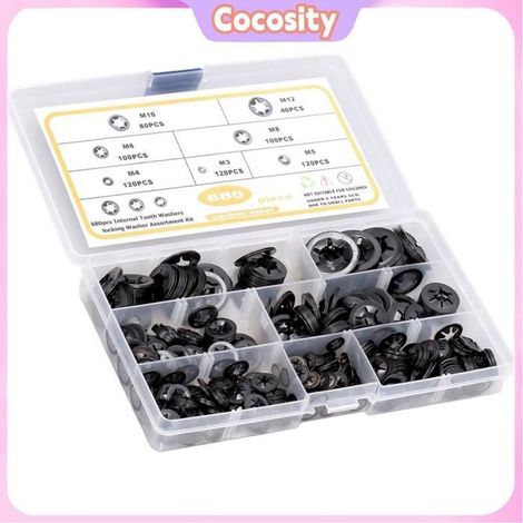 Cocosity Attaches de rondelle de verrouillage Renvers de Verrouillage, 680pcs Locking Loueurs de Dents outillage rondelle (1/5)