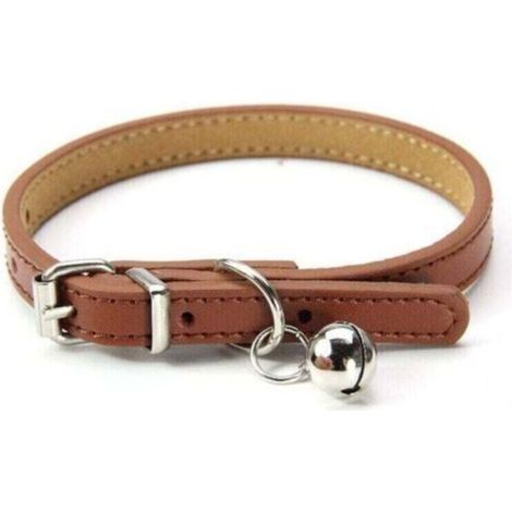 Collare in pelle per gatti e cuccioli, regolabile da 20 cm a 27 cm, marrone