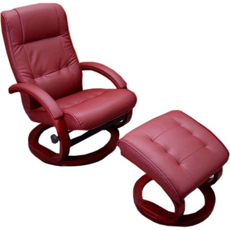 [NEUWERTIG] Fernsehsessel Aprilia, Kunstleder, mit Hocker bordeaux