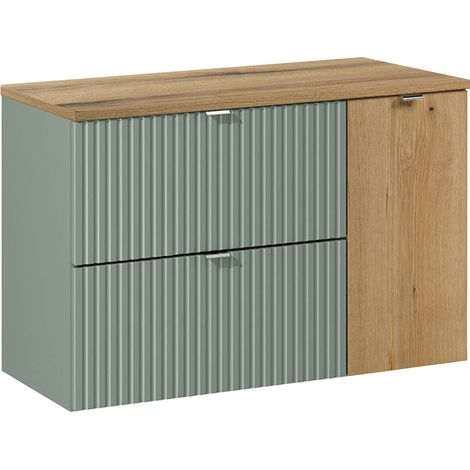 Mueble lavabo 90cm Verde Jade y Madera