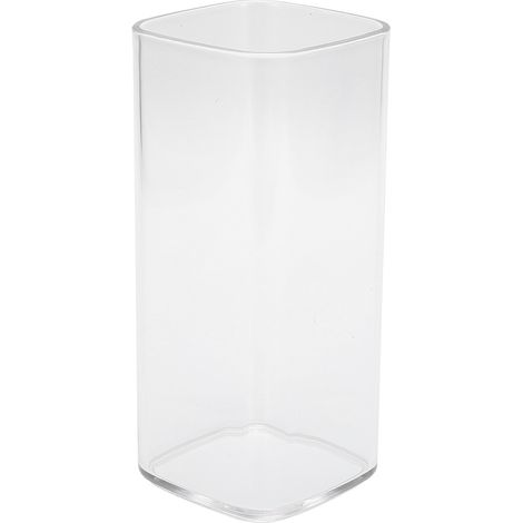 400 ml quadratischer Acrylbecher, wiederverwendbar, moderner Becher für Tee, Milch, Saft und Kaffee für Zuhause und Büro, transparent (1/5)