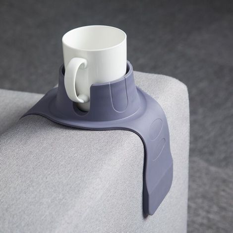 Porte-gobelet de canapé, Plateau d'accoudoir de canapé en Silicone, Porte-Boissons Anti-déversement et Anti-dérapant, sous-Verre de canapé pour Fauteuil inclinable(Gris) (1/4)