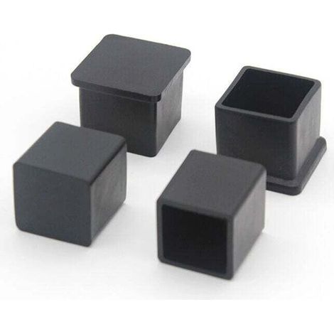 Lot de 10 Embouts de Pieds de Chaise carrés en Caoutchouc antidérapant pour protéger Le Sol des Meubles et des Tables 20 x20 mm, Noir (1/5)