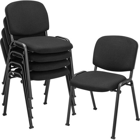 COSTWAY Set of 5 Meeting Room Office Chairs Stackable Mesh Chairs-Black (1/5)