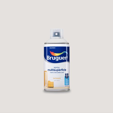 Bruguer Acrylic Multisuperficie Esmalte al agua en Spray  Satinado Gris Niebla 300 ml
