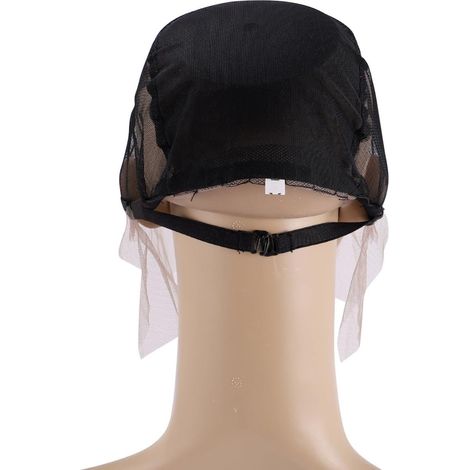 Comoda e elastica retina per parrucca in pizzo con cinturino regolabile, nera, ideale per la creazione e la cura delle parrucche. (1/5)