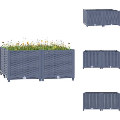 Lit surélevé 80x80x38 cm Polypropylène - Jardin - Pots De Fleurs - Bacs De Culture - Jardinerie - Décoration Extérieure (1/5)