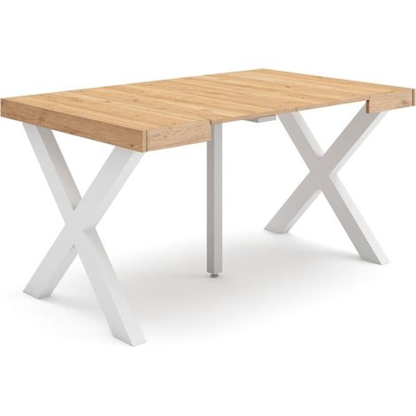 Table Console Extensible Console Meuble 140 pour 6 Personnes Pieds Bois Massif Style Moderne Chêne (1/5)