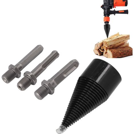 42-mm-Holzspaltbohrer mit Sechskantschaft + 4-teiliges Set inklusive Rundschaft, Vierkantschaft und großem Sechskantschaft. (1/5)