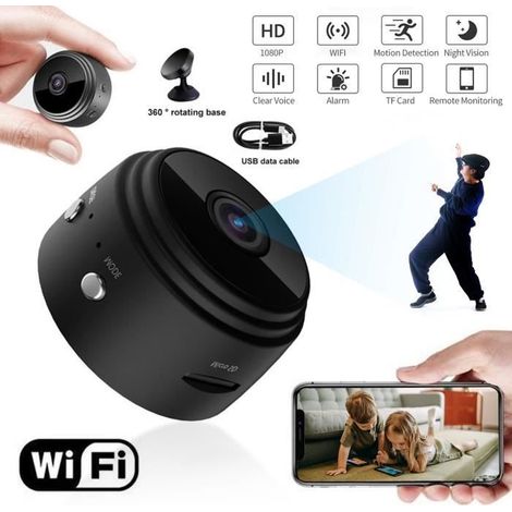 Caméra HD sans fil - Noir - 1080P - Moniteur WiFi - Intérieur et Extérieur - Portable (1/4)