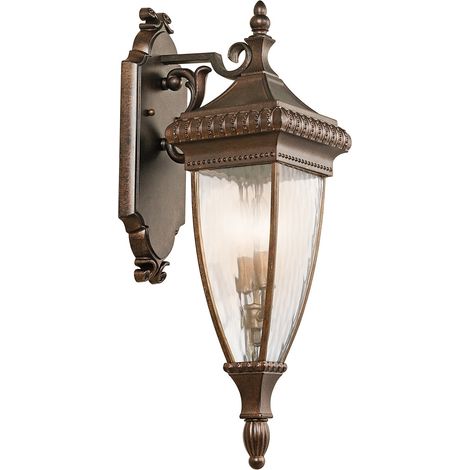 Lampada da esterno lanterna lampada da parete in metallo goccia di pioggia H 64.1 cm 2 fiamme bronzo antico (1/2)