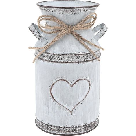 Pot de fleurs élégant en fer, motif cœur, avec vase. (1/5)