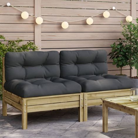 Canapé de jardin sans accoudoirs et coussins-Salon de jardin Sofa extérieur 2 pcs pin imprégné 516316 (1/5)