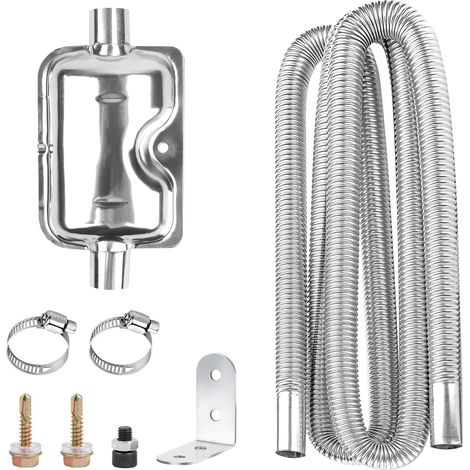 Tuyau d'échappement pour chauffage auxiliaire avec silencieux amélioré, tuyau d'échappement pour générateur électrique, 200 cm, chauffage auxiliaire avec 2 pinces en acier inoxydable pour chauffage à (1/5)