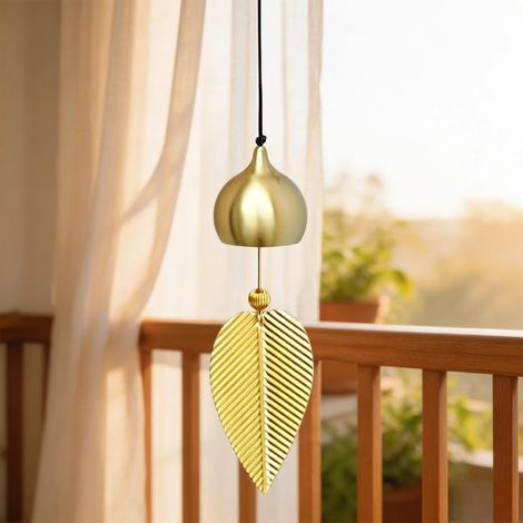Carillon à Vent Déco Terrasse Extérieur en Goutte avec Feuilles (1/4)
