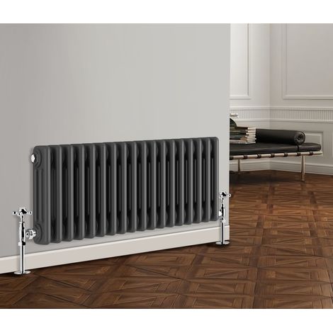 NRG Traditional Cast Iron Style Radiator Horizontal 3 Column Anthracite 300 x 830mm