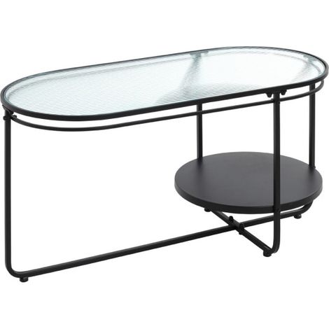 Table Basse Design "Ondulé" 90cm Noir (1/5)