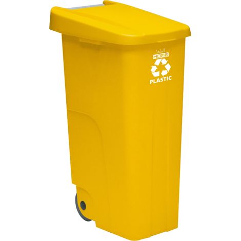 WellHome Contenedor de reciclaje 110L, cerrado con tapa y ruedas (1/5)