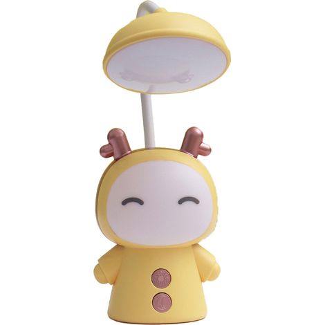 Lampe de bureau pour enfants USB rechargeable - ABS PC - 2 niveaux de luminosité - Forme cartoon - Yellow