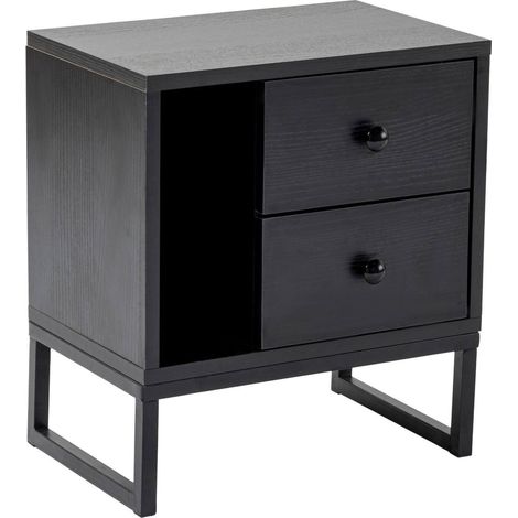 Dmora - Nachttisch Predazzo, Niedrige Kommode, Tisch, Multifunktionaler Nachttisch, 45x30 h50 cm, Schwarz
