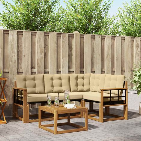 vidaXL Set di divani da esterno con cuscino 5 pcs Naturale e