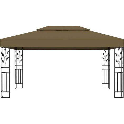 vidaXL Cenador con doble techo gris taupe 3x4m 180 g/m² (1/2)