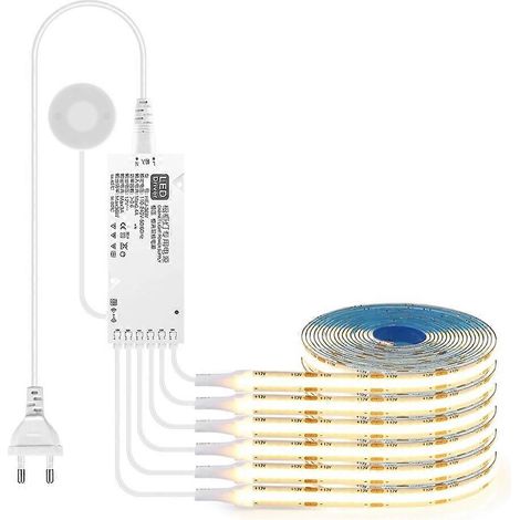 Bande LED COB à intensité variable et à capteur tactile sous meubleidéale pour la chambrele dressing et la cuisine intérieure (blanc). (1/5)