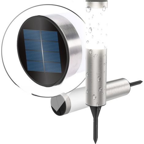 Luces solares para iluminación de paisajes, jardines, camping y césped. Luces solares para jardín de uso exterior (luz blanco plateada). (1/5)