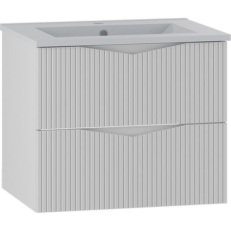 Meuble simple vasque encastrée 60cm Tao Blanc
