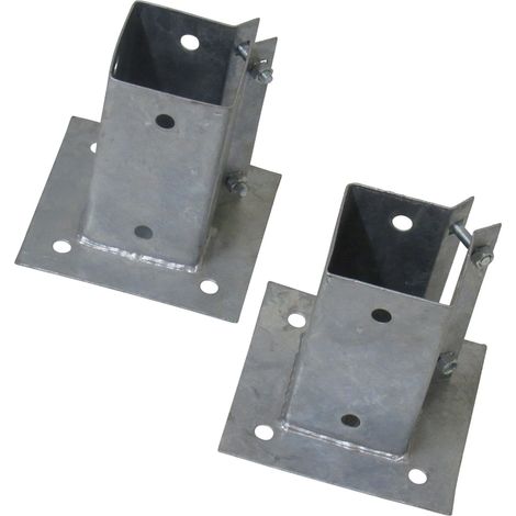 Bolt Down Fence Post Support 75MM Bolt Grip X2 (Galvanised Fencing Base Shoe Foot) (1/5)