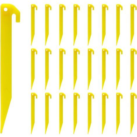 24 piquets de tente en plastique de 9 pouces, pointus avec crochet, durables, pour auvent, camping et caravane. Accessoires piquets de tente en plastique adaptés à la pelouse extérieure, la plage, la (1/5)