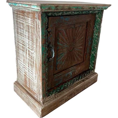 Mesita de Madera acabado artesanal azul 52x29x60 (1/4)