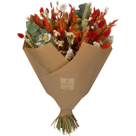 Lot de 4 Bouquets de Fleurs Séchées Orange Décoration Intérieure Naturelle 60 cm - PANGIVO