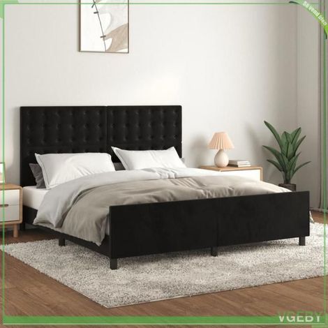 Cadre de lit sans matelas - 3126015 - Velours noir - 180 x 200 cm - Tête de lit réglable (1/5)