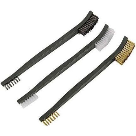 3 Pcs Kit de Brosse de Nettoyage, Brosses Métalliques Nettoyage à Double Têtes Fil d'Acier Inoxydable pour Récurage Rouille Contre Poussière Soudure Accessoires Brosse-Fei Yu (1/5)