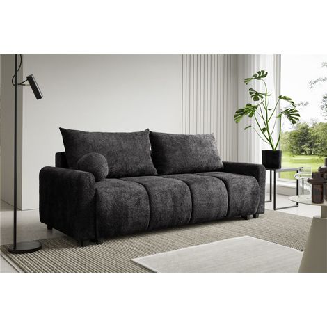 Sofa 3-Sitzer mit Schlaffunktion GIANA Stoff Soft Graphit