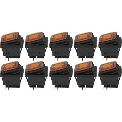 10 Boots-Wippschalter, 2 Positionen, Ein/Aus, 30 A, 125 V/250 V Wechselstrom, orange LED, 4 Pins (1/5)
