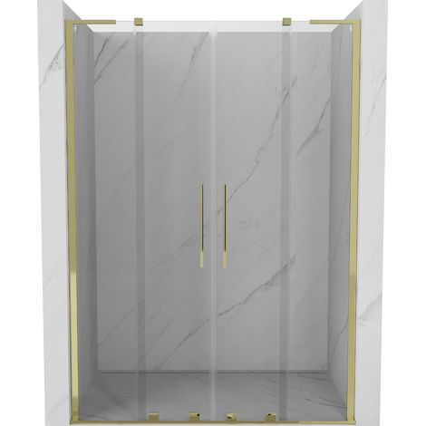Mexen Velar L Duo porta doccia scorrevole 140 cm, trasparente, oro - 871-140-003-02-50 (1/5)