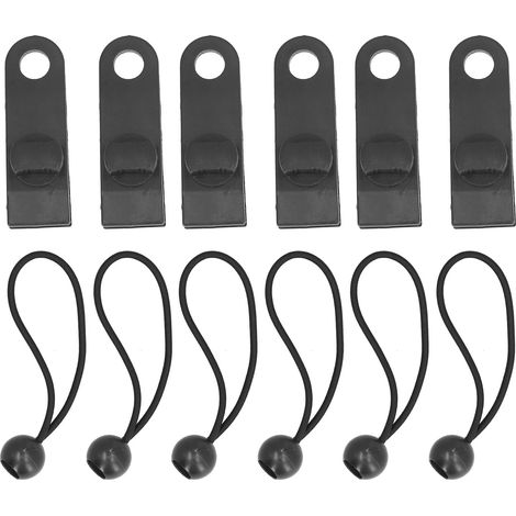 6Pcs Tent Clips Et Cordes Élastiques À Boule - Fixations Pour Auvent En Nylon Résistant - Accessoires De Camping Réglables - Lot De 6 Pièces (1/5)