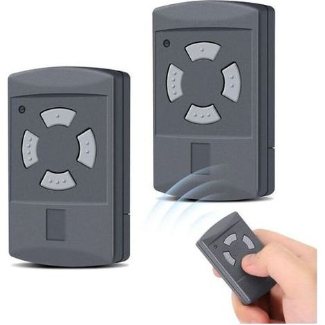 Lot de 2 émetteurs manuels pour porte de garage Hormann 40,685 MHz HSE2 HSM4 HSM2 HSE4 HS2 HS4 - Duplicateur de télécommande compatible avec les touches Hörmann grises (1/4)