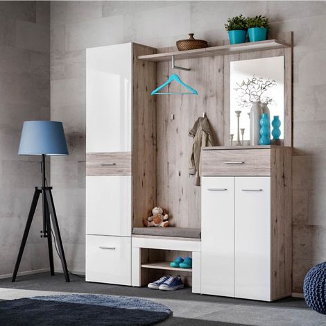 Ensemble Dressing "Gustavo III" 200cm Naturel & Blanc (1/5)