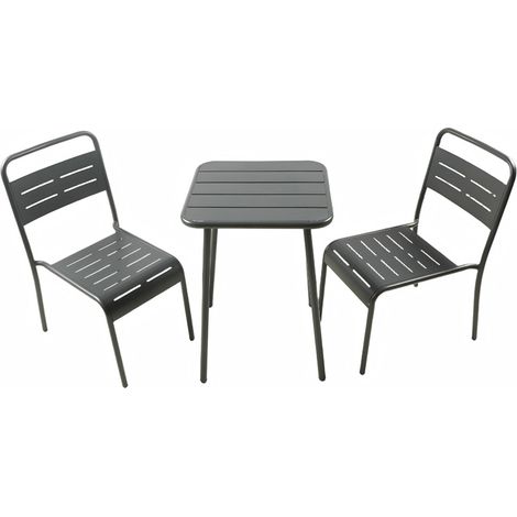 Conjunto de mesa de jardín cuadrada de 50 cm y 2 sillas BERGAME (1/5)