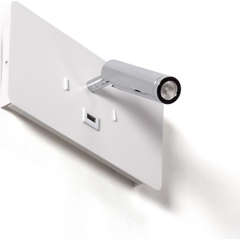 Lámpara de Pared LED 8W Metal con Puerto USB Rossey Blanco (1/3)