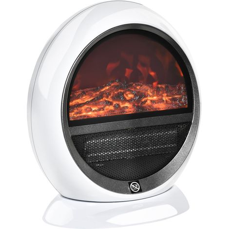 Camino Elettrico Portatile 30,5x18x35 cm Effetto Fiamma 1500W Bianco (1/5)