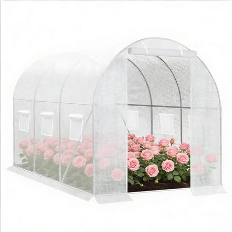 Serra da giardino a tunnel 300x200x190 cm in acciaio zincato e PE bianco MODENUIT (1/5)