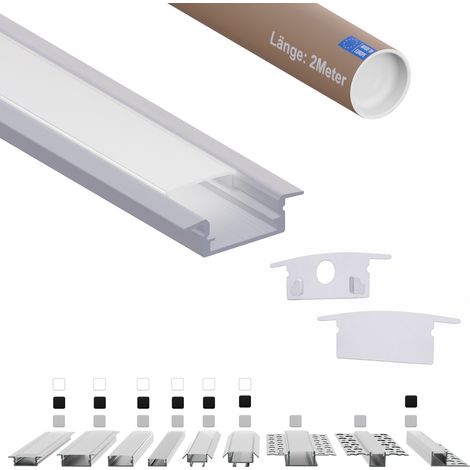 LED-Einbauprofil EF 2 m Weiss für LED-Streifen bis 12 mm inkl. milchiger Abdeckung (1/5)