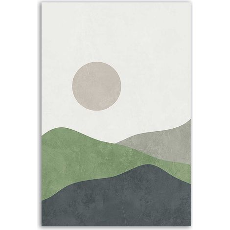 Tableau paysage abstrait collines vertes