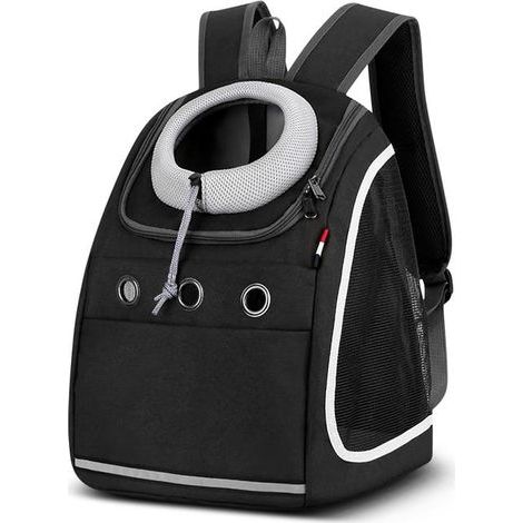 Sac à dos pour chien noir, portable, confortable et respirant pour petits chiens, chiots, chats, animaux de compagnie, voyage, randonnée (1/5)